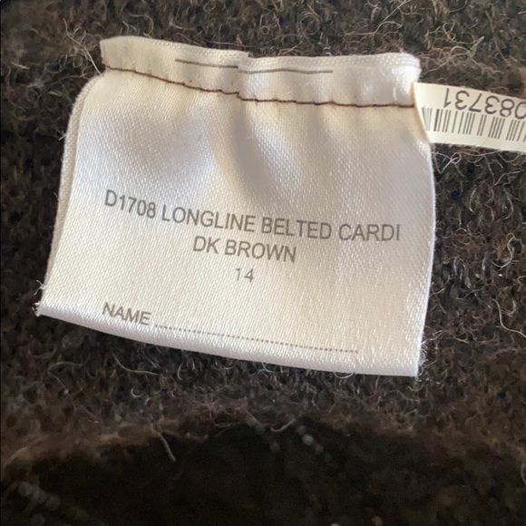 HEATHER CHOCOLATE HEAVY CARDIGAN W/BELT SZ LG - Picture 5 of 9